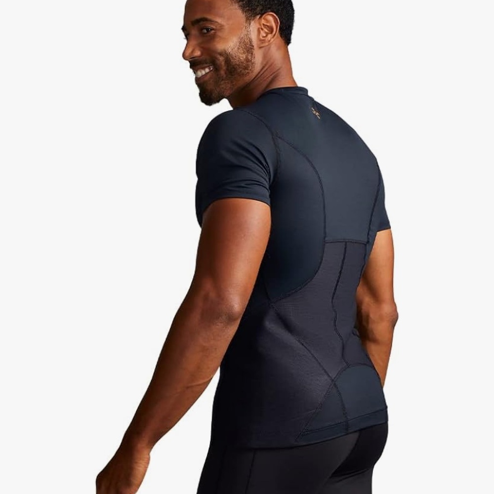 Tommie Copper Men's Lower Back Support Compression Shirt Navy Blue Black XL